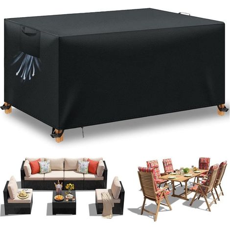 Housse Table Jardin – Oxford 210D – Imperméable, Anti-UV – 242x162x100 cm – Noir (1/5)