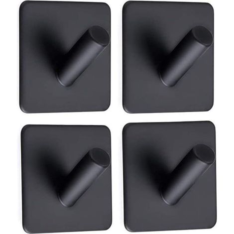 5PCS Crochet Adhésif Sans Perage en Acier Inoxydable Porte Serviette Imperméable Crochet Mural Auto-Adhesif pour Salle de Bain Cuisine Porte Meuble-Noir GROOFOO (1/5)