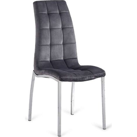 Pack de 4 sillas San Sebastián tapizada en tejido velvet gris oscuro. 96 cm (alto) 42 cm (ancho) 55 cm (fondo) (1/2)