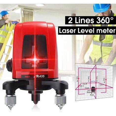 NEUFU 360° Niveau Laser Automatique Nivellement 2 Lignes 1 Point Rouge (1/4)