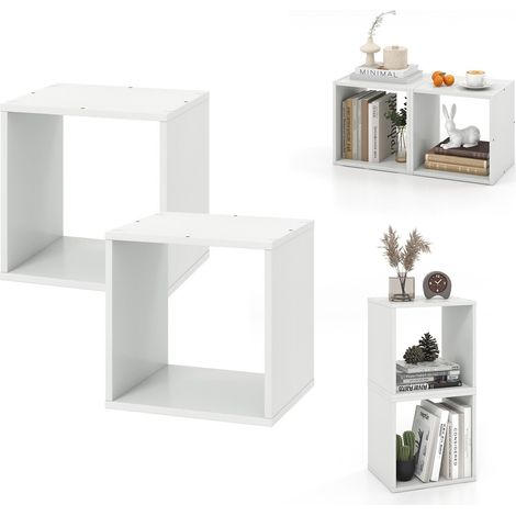 Cube Storage Organizer Set of 2 Combination Lattice Cabinet Open Bookcase (1/5)