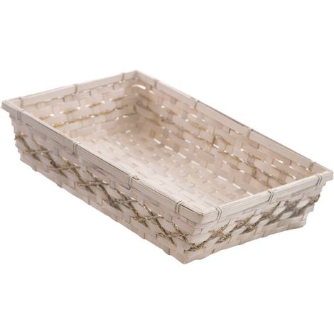 Cesto da confezionamento in bambù bianco, 42x27x8 cm (kit da 10)