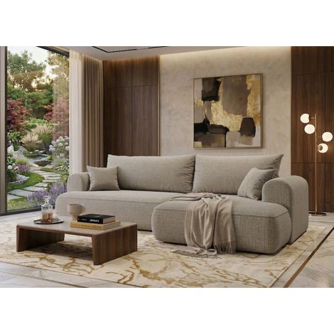 Canapé Vitton - Beige - 260x145x67cm - Convertible - Avec Rangement (1/5)