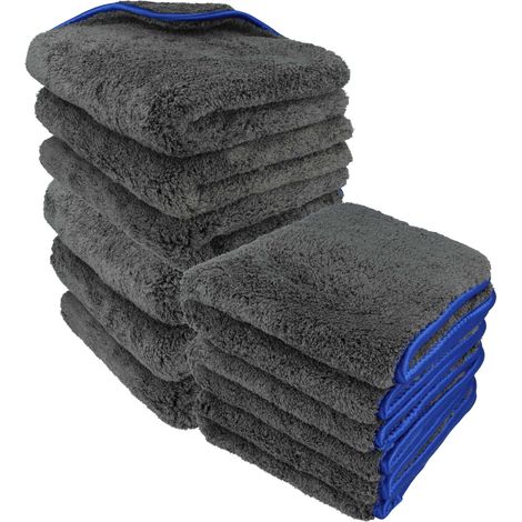vhbw 9x Panno per la pulizia di auto, moto - Set di panni in microfibra 40 x 40 cm, lavabile, riutilizzabile, nero / blu