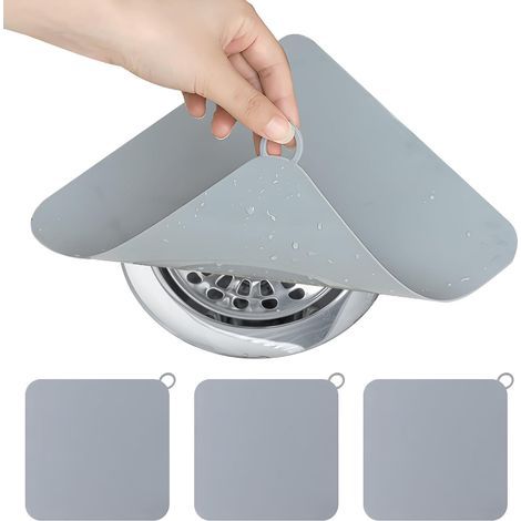 Set mit 3 quadratischen Bodenablaufabdeckungen – Geruchsdicht – Silikon – Universell einsetzbar – Geruchsabweisend – Für Küche, Bad und Waschküche (1/5)