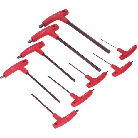 Jeu de clés 6 pans poignées T,Jeu de clés hexagonales, poignée en T métrique, résistance à la Corrosion, outil de serrage de vis S2 pour la réparation de véhicules 9 pièces (1/5)