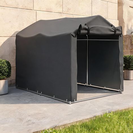 Abri de jardin gris foncé en métal galvanisé 220 x 157 x 165 cm (1/5)