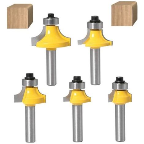 Pair 5-teilige 8-mm-Schaft-Rundfräser mit Eckenradius, Rundfräser und Perlenkantenfräser mit Lager für die Holzbearbeitung (1/5)