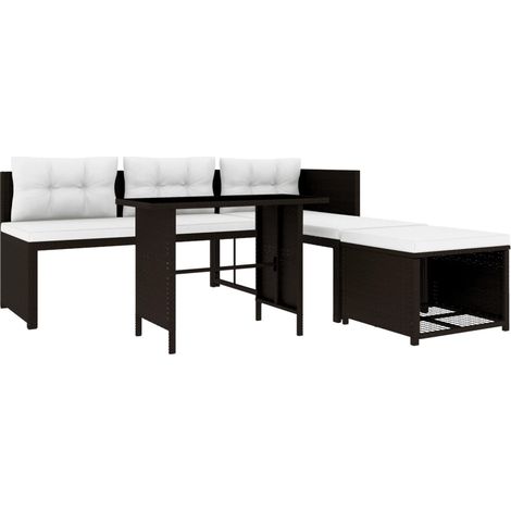 Vidaxl – Salon de jardin 4 pcs résine tressée marron – cadre en acier enduit de poudre – coussins confortables – dimensions 186x186x66 cm (1/5)