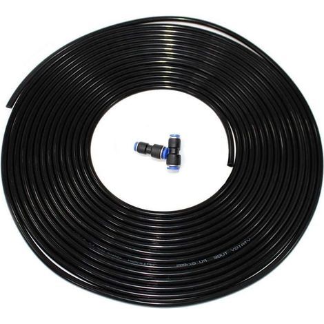 Polyurethan (PU)-Luftschlauch, 6 mm Außendurchmesser/4 mm Innendurchmesser – 10 m Länge – Schwarz – Verdrehsicher für Druckluftwerkzeuge und Kompressoren