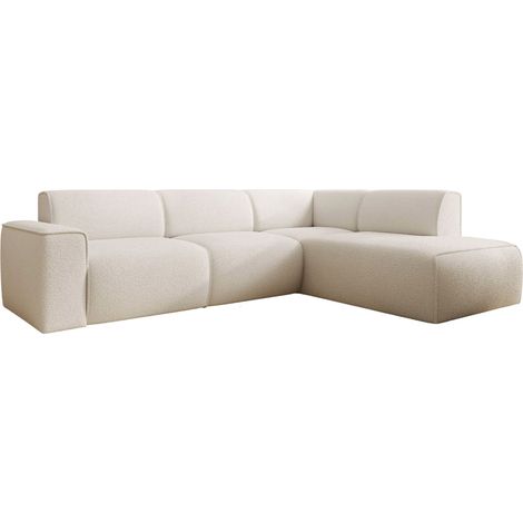Selsey Bouvi – Ecksofa mit seitlicher Rückenlehne an der Ottomane, rechts, creme, Bouclé