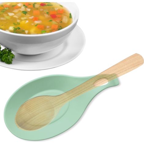 Support repose-cuillère en silicone pour cuisine, repose-cuillère en silicone, support pour couverts de cuisine, support d'ustensiles de comptoir, porte-cuillères en silicone, sans BPA, vert (1/5)