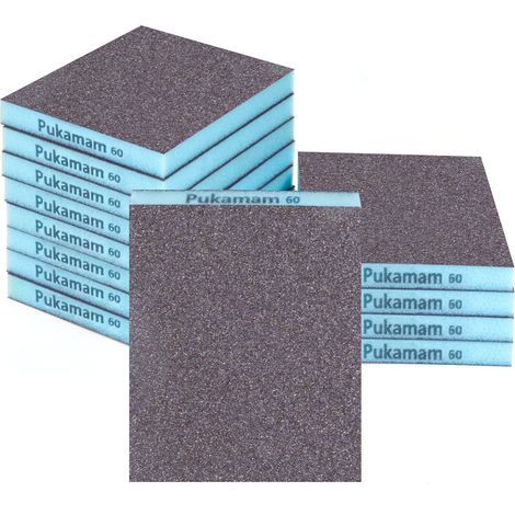 12PCS Eponge Abrasive Sec & Humide Papier de Verre 60 Grain éponge a poncer de Grossier à Fin Papier a Poncer Carrosserie, Bois, Métal, Placo, Plastique, Mur