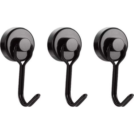 Starker Magnethaken, Neodym-Magnet, schwarz, drehbarer Magnethaken, Magnethaken für Küche, Geschirrtuch, Tafel, 6 Stück (1/4)