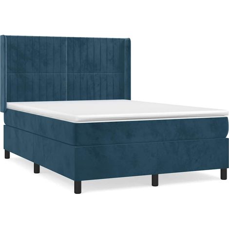 Maison Exclusive - Box spring postel s matrací tmavě modrá 140x190 cm samet (1/5)