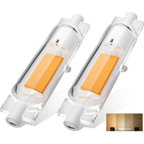 paquet de 2 Ampoule LED R7S 78 mm 10W Blanc Chaud 3000K non dimmable, ampoule LED COB mince R7S 78 mm pour lampe murale/sol (1/5)
