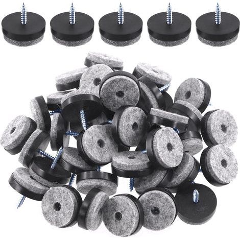 Kit assorti de patins en feutre pour meubles, 40 pièces, 28 mm, couleur noire, avec patins à vis, pour pieds en bois de chaises, tables, canapés (1/5)