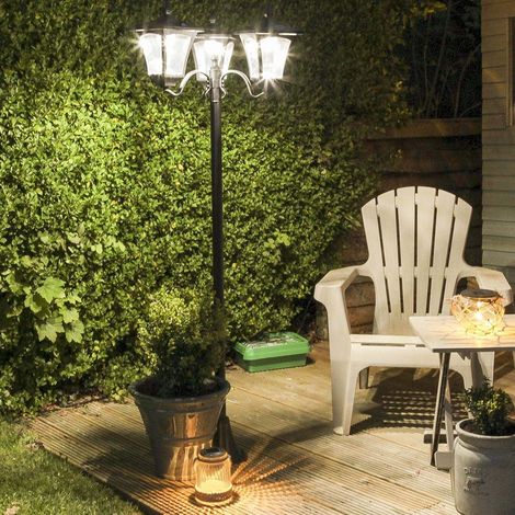 Traditional LED Lamp Post 2.1m Solar Power Large Black Outdoor Garden Pathway Drive Patio Lawn Decoration (1/3)