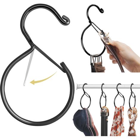 Set di 4 porta cravatte, porta cinture e porta cravatte, porta cravatte antiruggine per armadi, per cinture, sciarpe, cappelli, borse e accessori, neri (1/5)