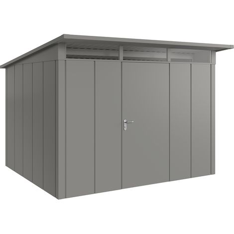 Hörmann Metall-Gerätehaus "Juno" mit Pultdach, JPD13 - Design, 310 x 262 cm (B x T), graualuminium, 1-flüglige Tür, Anschlag rechts (1/5)