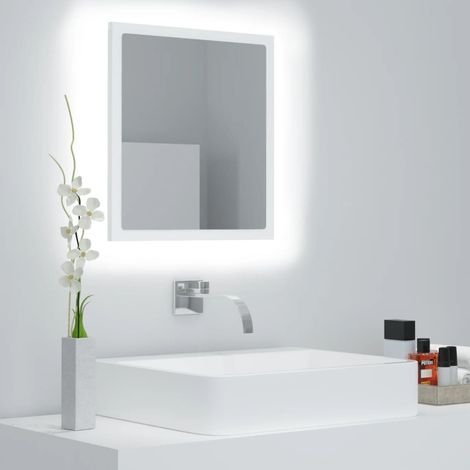 Espejo de baño LED acrílico blanco 40x8,5x37 cm vidaXL
