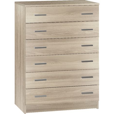 cassettiera 6 cassetti olmo chiaro, 77x47x107 cm