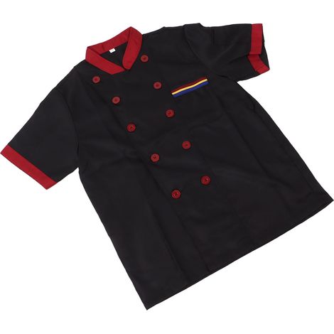 Uniforme de cuisinier homme à manches courtes, uniforme professionnel d'été pour hôtel et restaurant, noir, taille M (1/5)