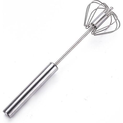 Fouet Semi Automatique Rotatif en Acier Inoxydable 30 cm – Batteur Manuel Professionnel pour Œufs, Pâtes, Sauces, Crèmes – Ustensile de Cuisine, Gris (1/5)