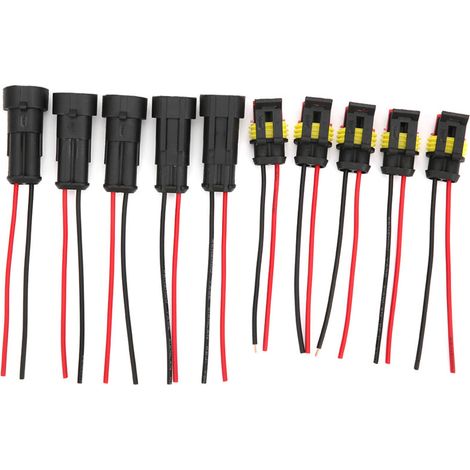 Connecteur électrique étanche pour voiture, 5 jeux de 1/2/3 broches, prise avec câble métallique 2p (1/5)