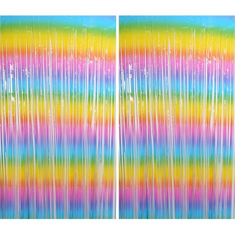 Rideau De Franges En Feuille Métallique - 1 x 2 M - Pour Décoration De Mariage Anniversaire Fête - Lot De 2 (1/5)