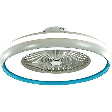 V-TAC VT-5022 Deckenventilator, 45 W Wechselstrommotor, weißes Gehäuse und blauer Innenring mit 35 W 3IN1 CCT-LED-Lampe und Fernbedienung – Artikelnummer 217934 (1/5)