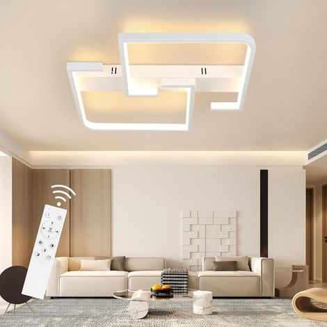 ZMH Plafonnier LED Salon Dimmable avec télécommande 46W 60CM Lampe de salon en métal Design moderne Lampe de chambre pour chambre à coucher Salle à manger Cuisine Bureau Blanc (1/5)