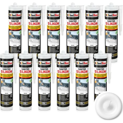 IsolBau Silicone Sanitaire Blanc Sanitär Silikon 12 x 300ml