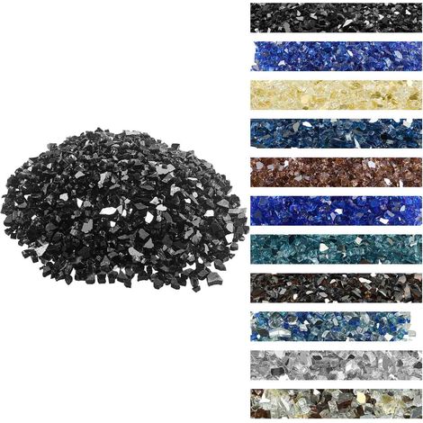 VEVOR Verre de Feu pour Brasero, 9 kg, Pierres en Verre pour Foyer a Gaz, 12,7 mm, Sans Fumee et Reflechissante, Pierres Decoratives Resistantes Noires, pour Cheminees a Gaz, Interieur et Exterieur (1/5)