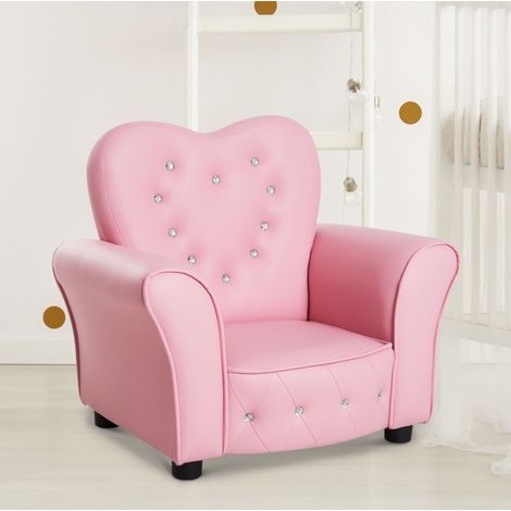 fauteuil enfant 59 x 41,5 x 49 cm rose – dossier capitonné, effet sofa (1/5)