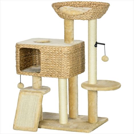 Arbre à chat beige en bois 60 x 40 x 98 cm (1/5)