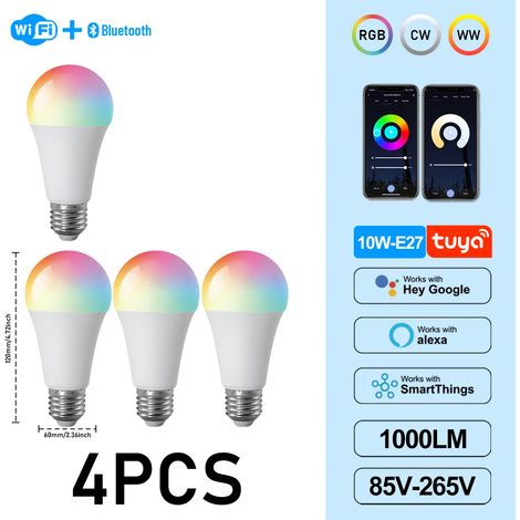 (4 unités, AC85-265V) Douille E27 Graffiti, ampoule LED intelligente WiFi à intensité variable, contrôle par application (1/5)