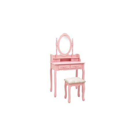 Ensemble de coiffeuse avec tabouret Rose 75x69x140 Paulownia (1/5)