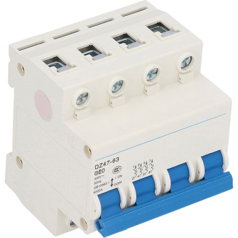 Disyuntor miniatura MCB de 4 polos, montaje en carril DIN, capacidad de ruptura de 6000 A, 400 V, 20 A, para uso doméstico. (1/5)