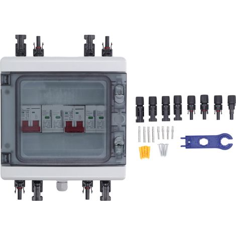 Coupe-circuit PV DC 500V 32A IP65 sectionneur boîtier 2 entrées 2 sorties pour protection solaire (1/5)