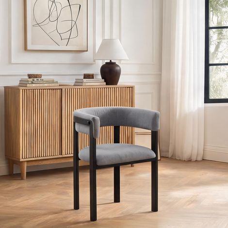 Lot de 6 chaises de salle à manger en tissu chenille gris (1/5)