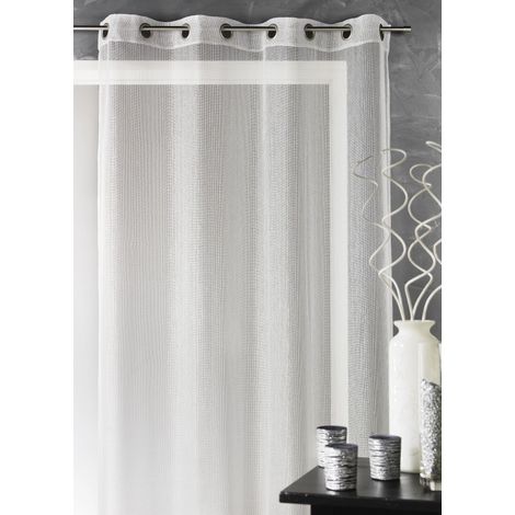 Voilage uni avec fils en lurex Blanc 140x260 cm