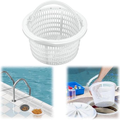 Panier filtrant d'écumoire de piscine 19 x 11 cm - panier de nettoyage à poignée, blanc (1/5)