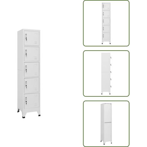 Armoire à casiers Blanc 38x40x180 cm Acier - Armoire À Casiers - Meuble De Rangement - Armoire Métallique - Armoire Scolaire - Armoire De Bureau