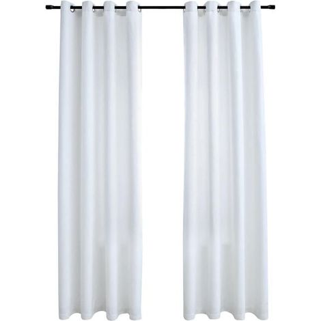 Rideaux occultants et anneaux métalliques, lot de 2, blanc cassé, 140 x 175 cm (1/5)