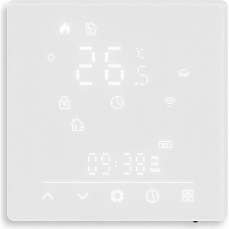 Thermostat intelligent WiFi pour chaudière, régulateur de température de chauffage, compatible avec la commande à distance via application et la commande vocale Alexa, blanc. (1/5)