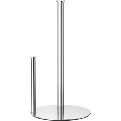 Dispensador de papel de cocina plateado, independiente, para rollos estándar/grandes, para cocina/comedor. (1/4)