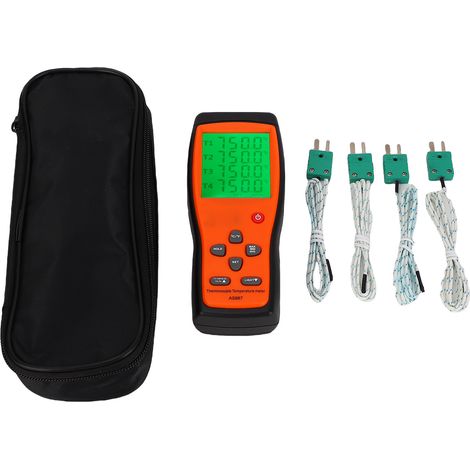 Thermomètre à 4 canaux avec sondes K, Type de contact, testeur de température numérique, 2 unités de commutation (1/5)