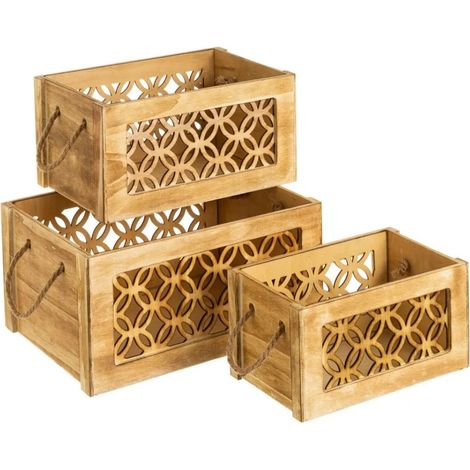 Lot de 3 boites de rangement en bois