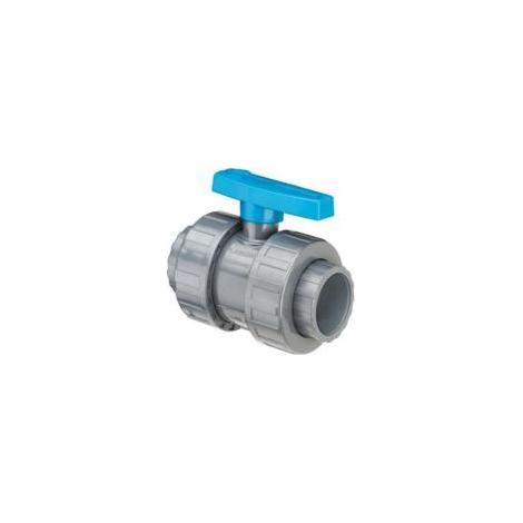 Vanne PVC pression à coller Ø 25mm – Double union femelle – Joint EPDM – PN 16 bars pour applications professionnelles – Frans Bonhomme (1/2)